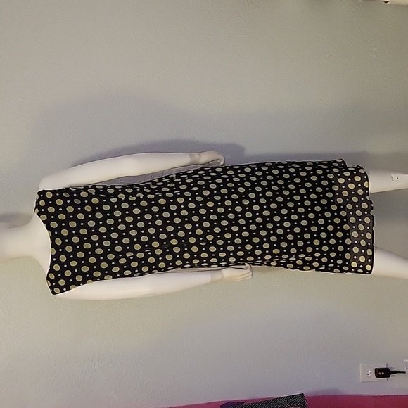 VTG DANA KAY Retro 1940s Green Polka Dot Chiffon Overlay Sleeveless Sheath Dress - Picture 6 of 10